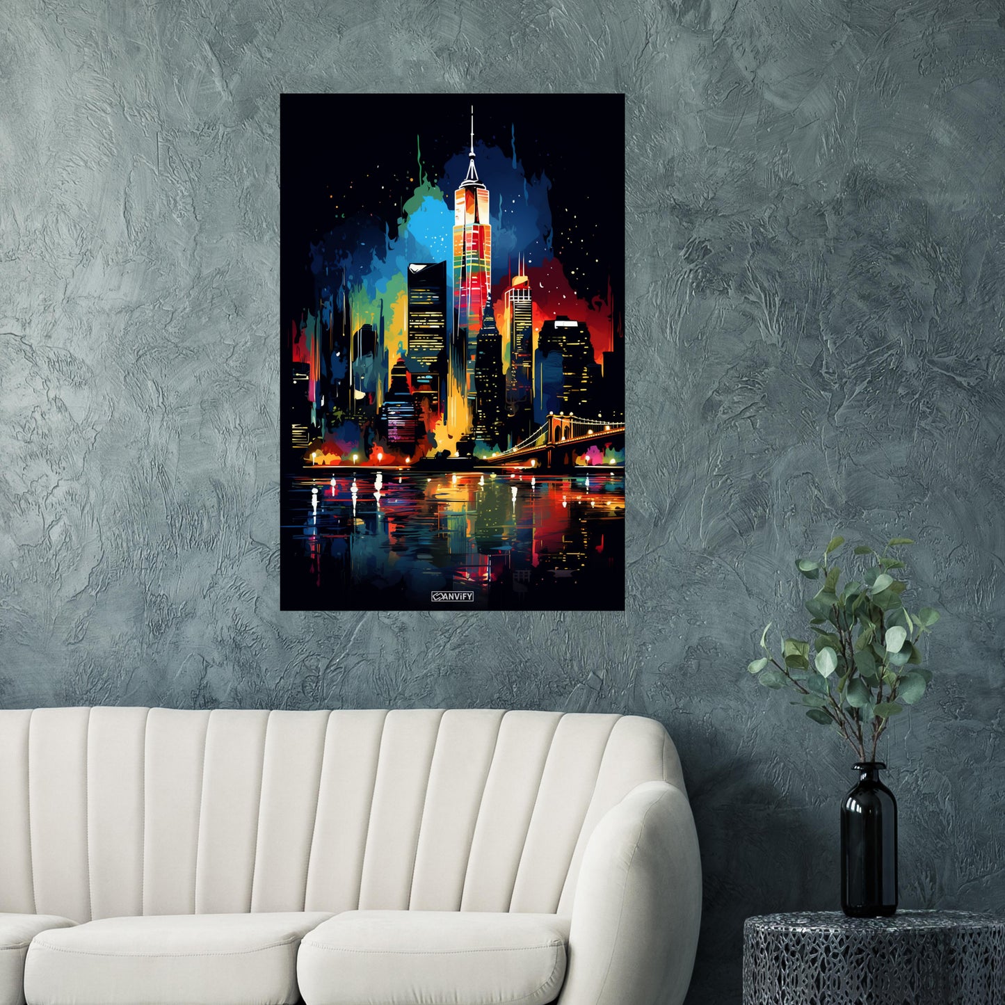 Splashed New York Skyline